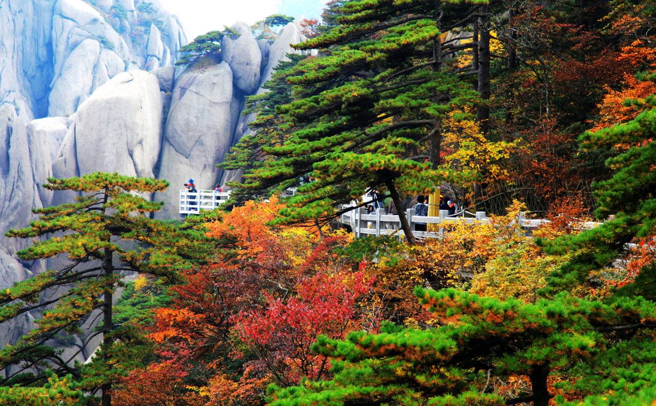 長沙到黃山風景區看日出、花山謎窟高鐵四日游