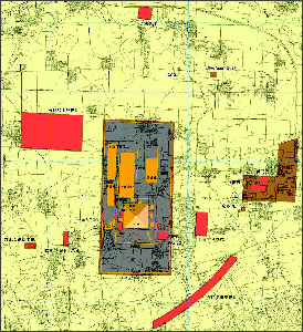 秦始皇帝陵主要遺址和遺跡平面示意圖
