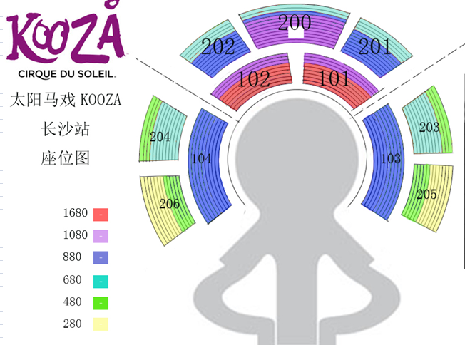 【長沙站】2018加拿大太陽馬戲KOOZA秀世界巡演門票價格座位圖